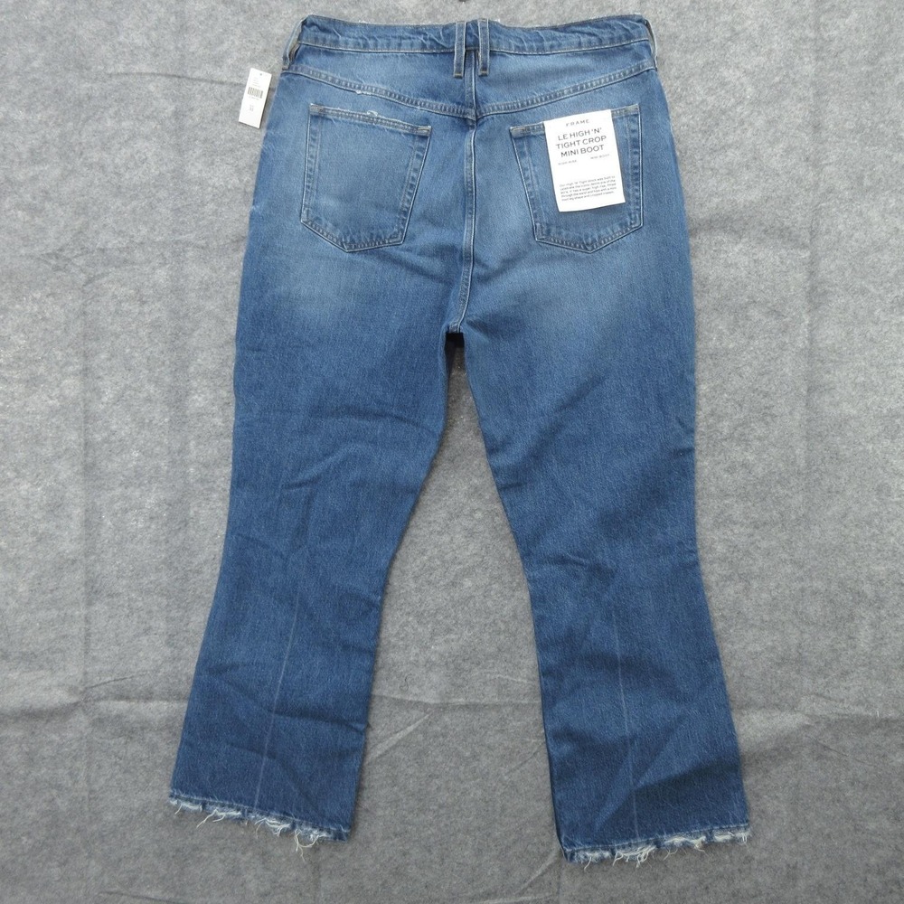 Frame Jeans Womens 33 Blue Le High N Tight Crop Mini Boot High Rise Raw Hem New - Picture 2 of 16